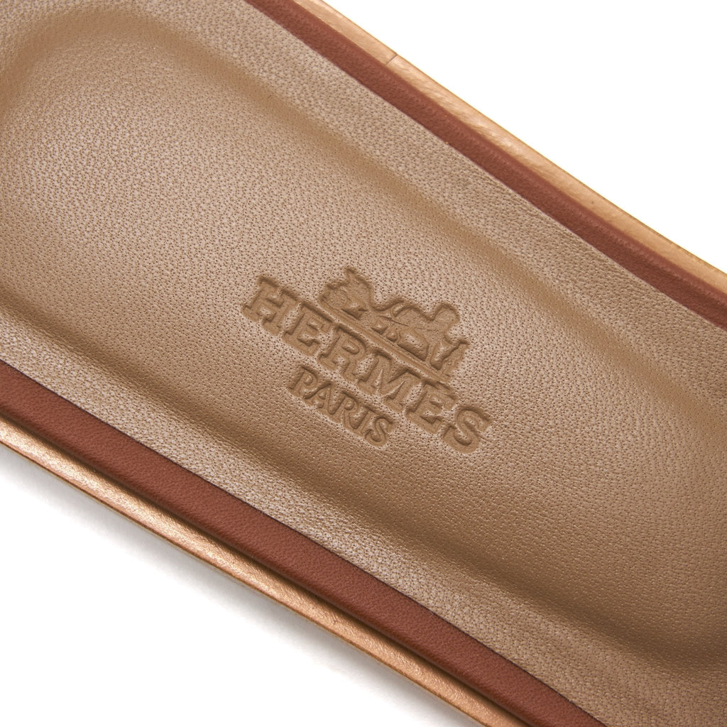 HERMES ORAN SANDAL GOLD VEAU BOX LEATHER