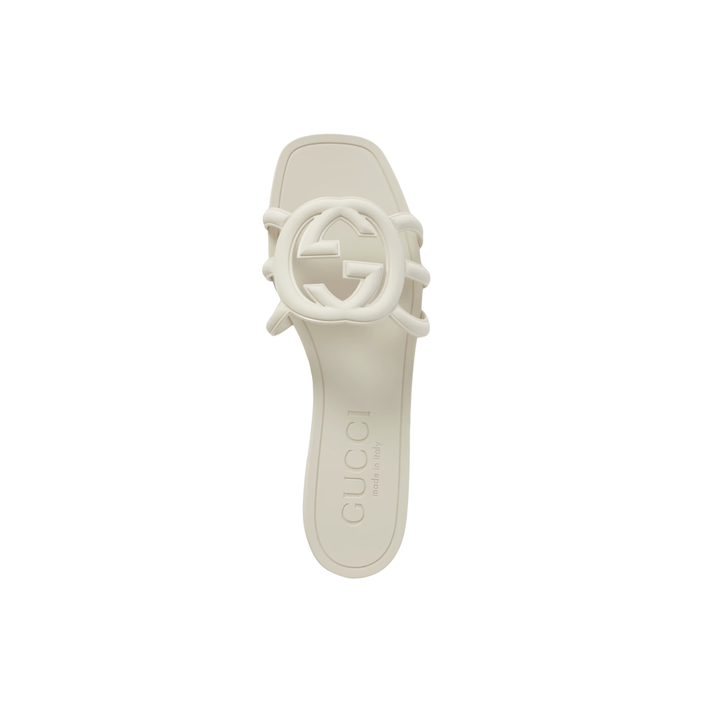 GUCCI RUBBER SLIDES CREAM