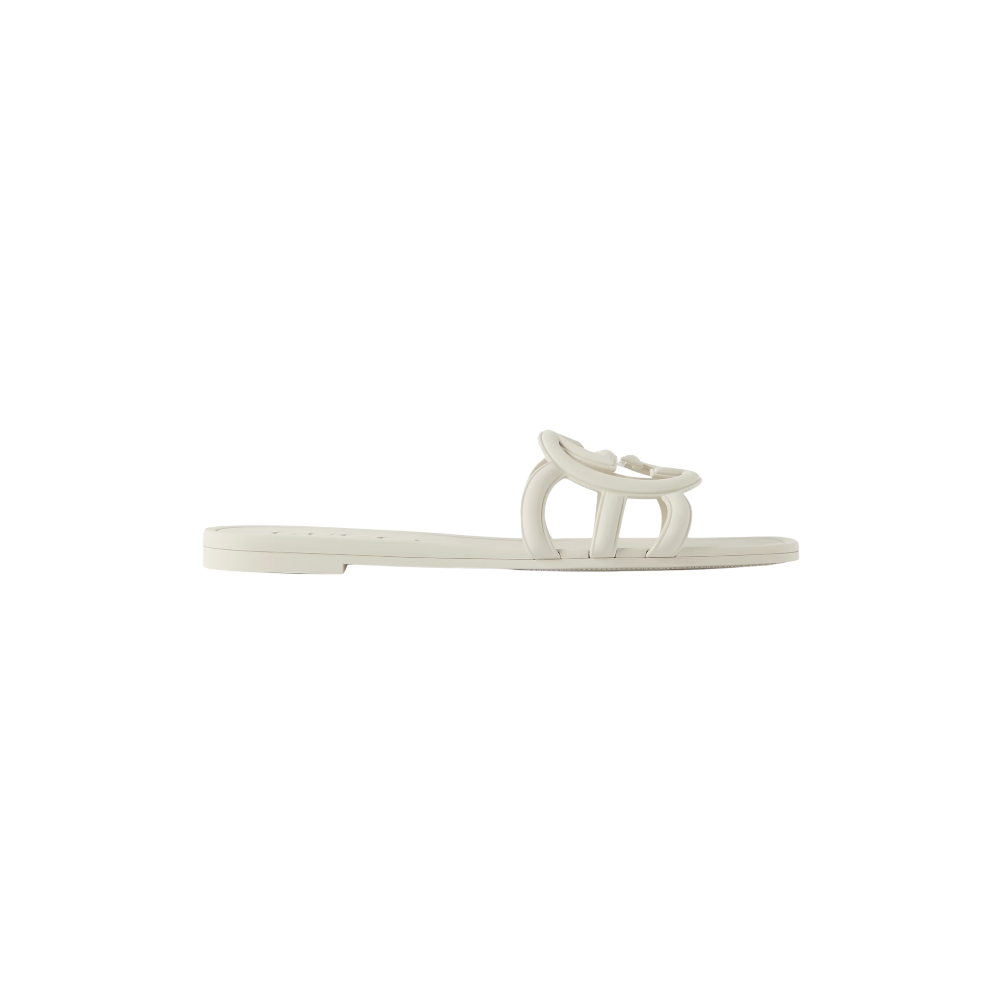 GUCCI RUBBER SLIDES CREAM