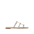 VALENTINO GARAVANI ROCKSTUD CALFSKIN LEATHER SLIDE SANDAL 60MM POUDRE (FLAT SANDAL)