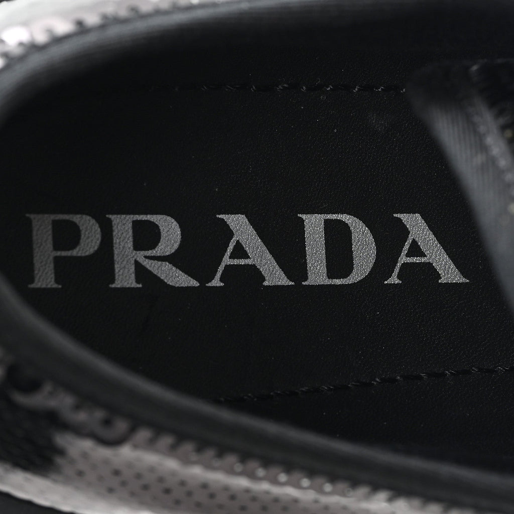 PRADA RE-NYLON GABARDINE TRIANGLE LOGO DOUBLE WHEEL SNEAKERS BLACK