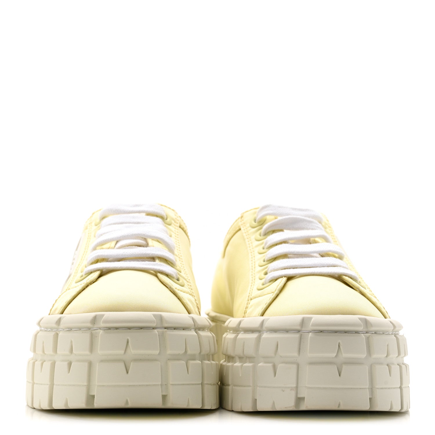 PRADA RE-NYLON GABARDINE TRIANGLE LOGO DOUBLE WHEEL SNEAKERS BLUE