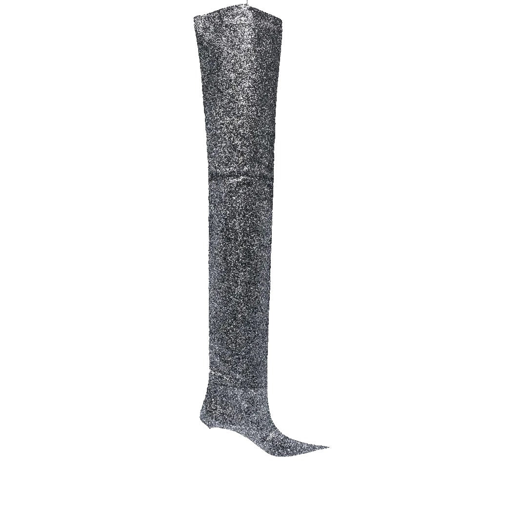 Alexander Wang 65mm Akila Slouch Boot Black - Silver Glitter