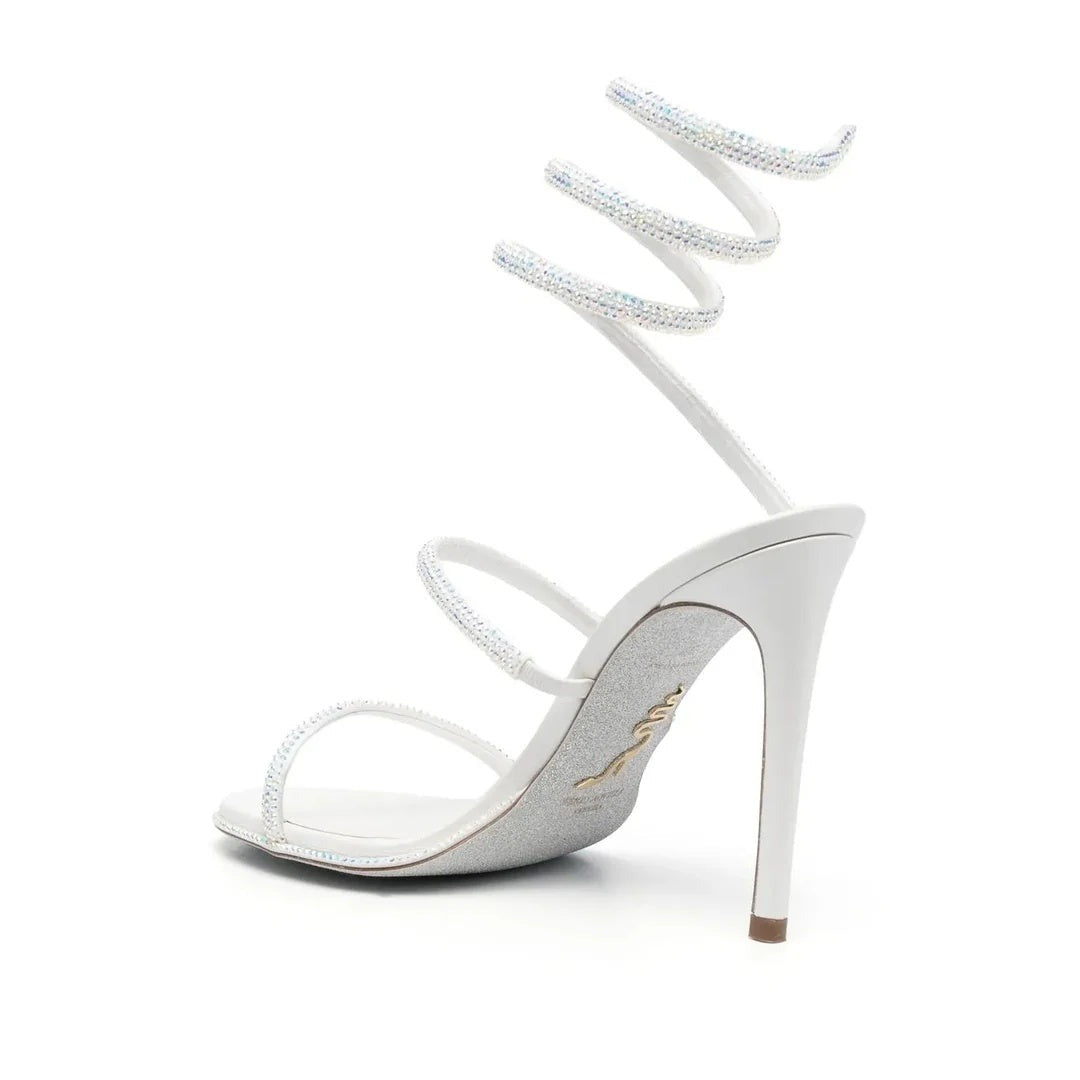 René Caovilla Eden Crystal-Embellished Flat Espadrille - White (high heel, different model)