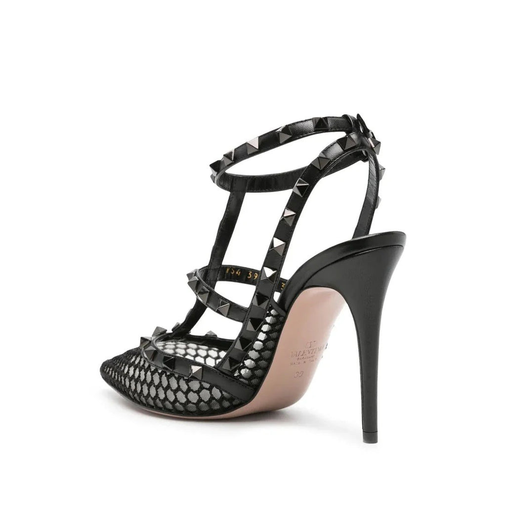 Valentino Garavani Rockstud Kidskin Pumps 100mm - Black mesh