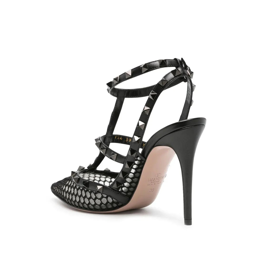 Valentino Garavani Rockstud Kidskin Pumps 100mm - Black mesh