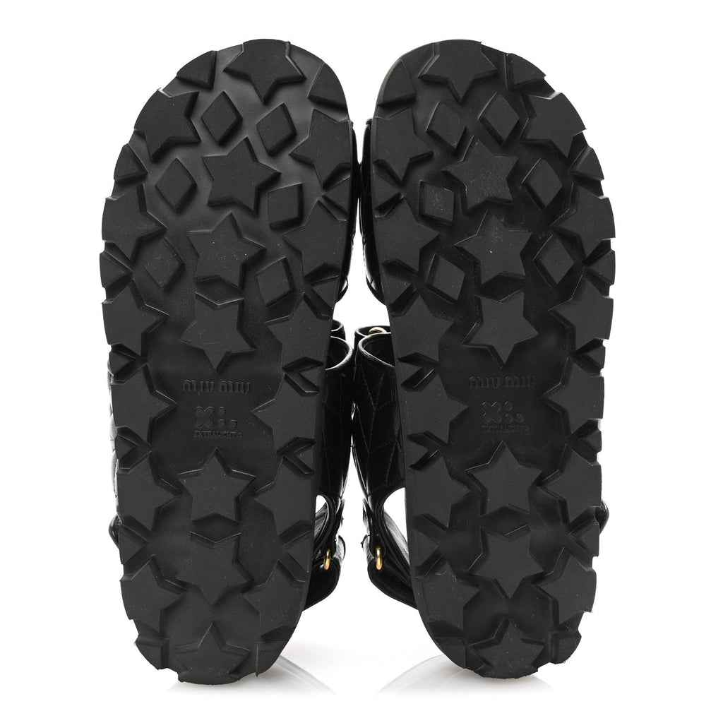 MIU MIU NAPPA MATELASSE SPORTY SANDAL BLACK
