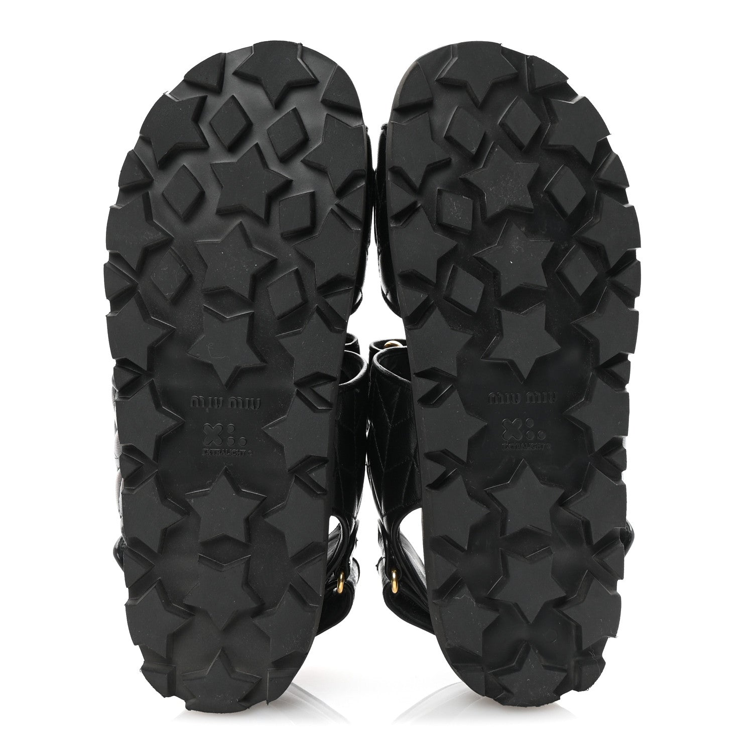 MIU MIU NAPPA MATELASSE SPORTY SANDAL BLACK