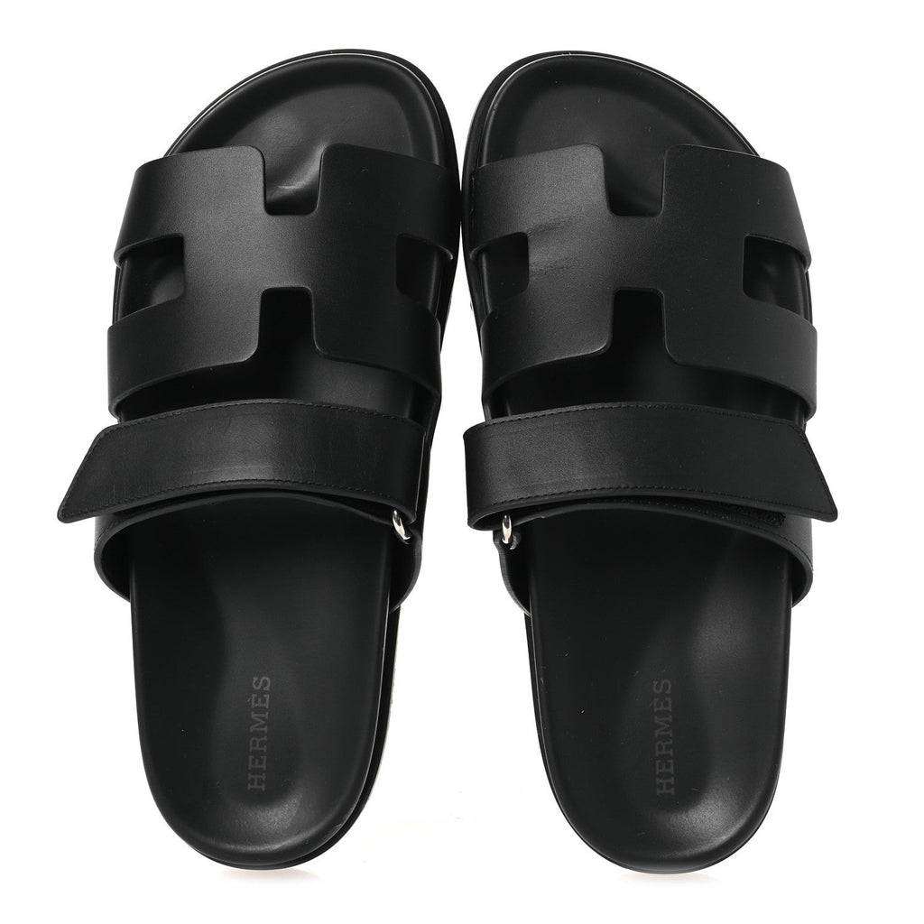 HERMES CHYPRE SANDALS CALFSKIN BLACK