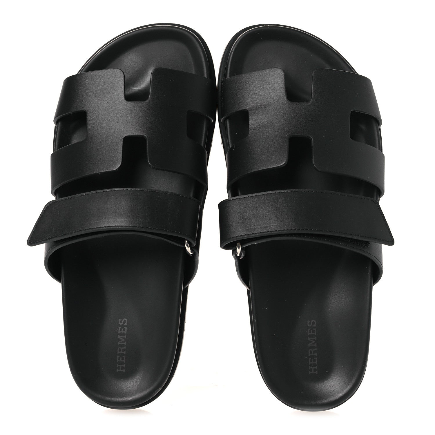 HERMES CHYPRE SANDALS CALFSKIN BLACK