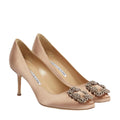 Manolo Blahnik Hangisi 70 Satin Pump - Beige/Nude