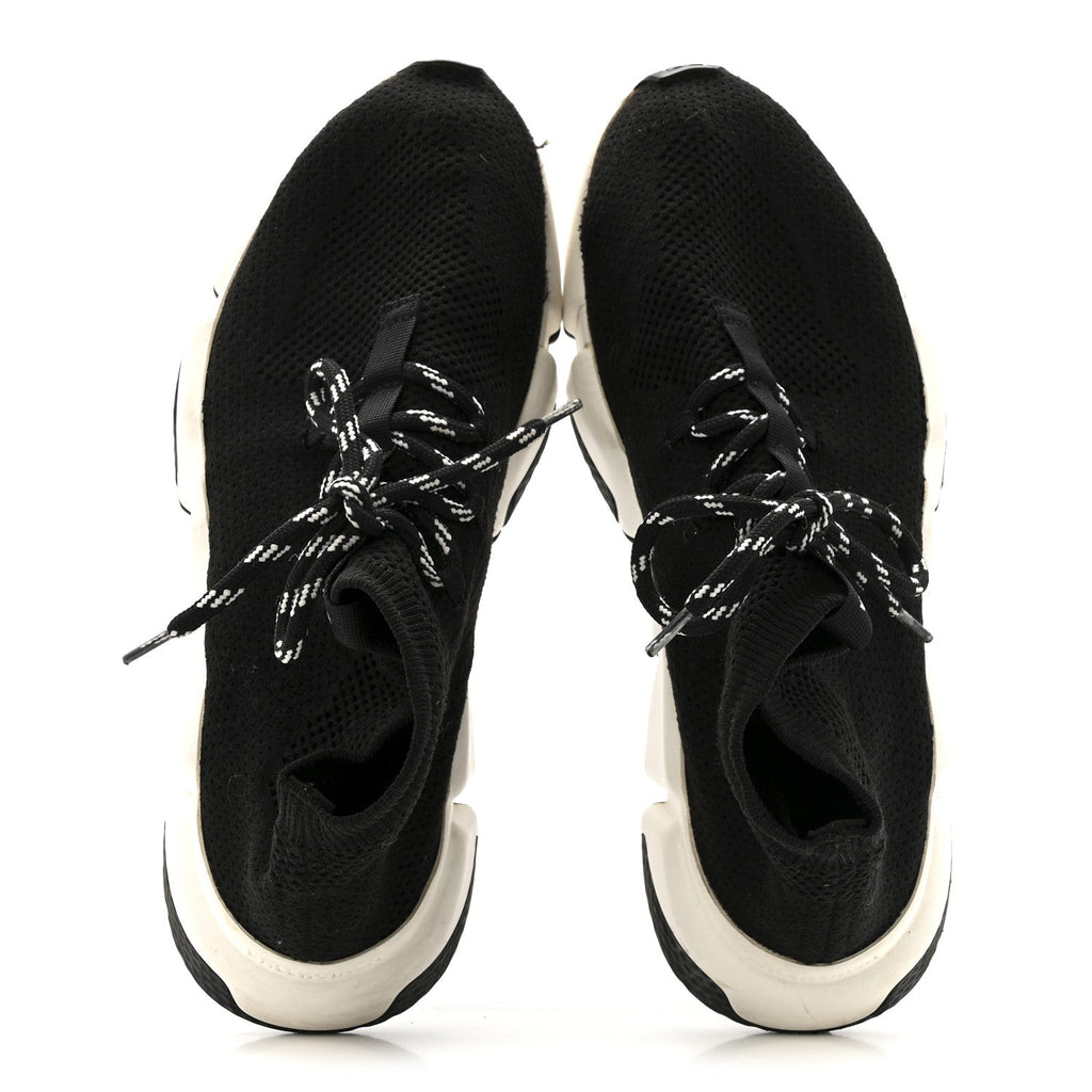 BALENCIAGA SPEED LACE UP SNEAKERS BLACK WHITE
