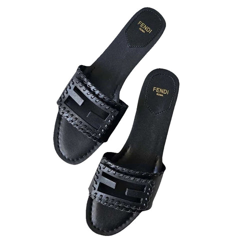 Fendi Baguette Slides - Black