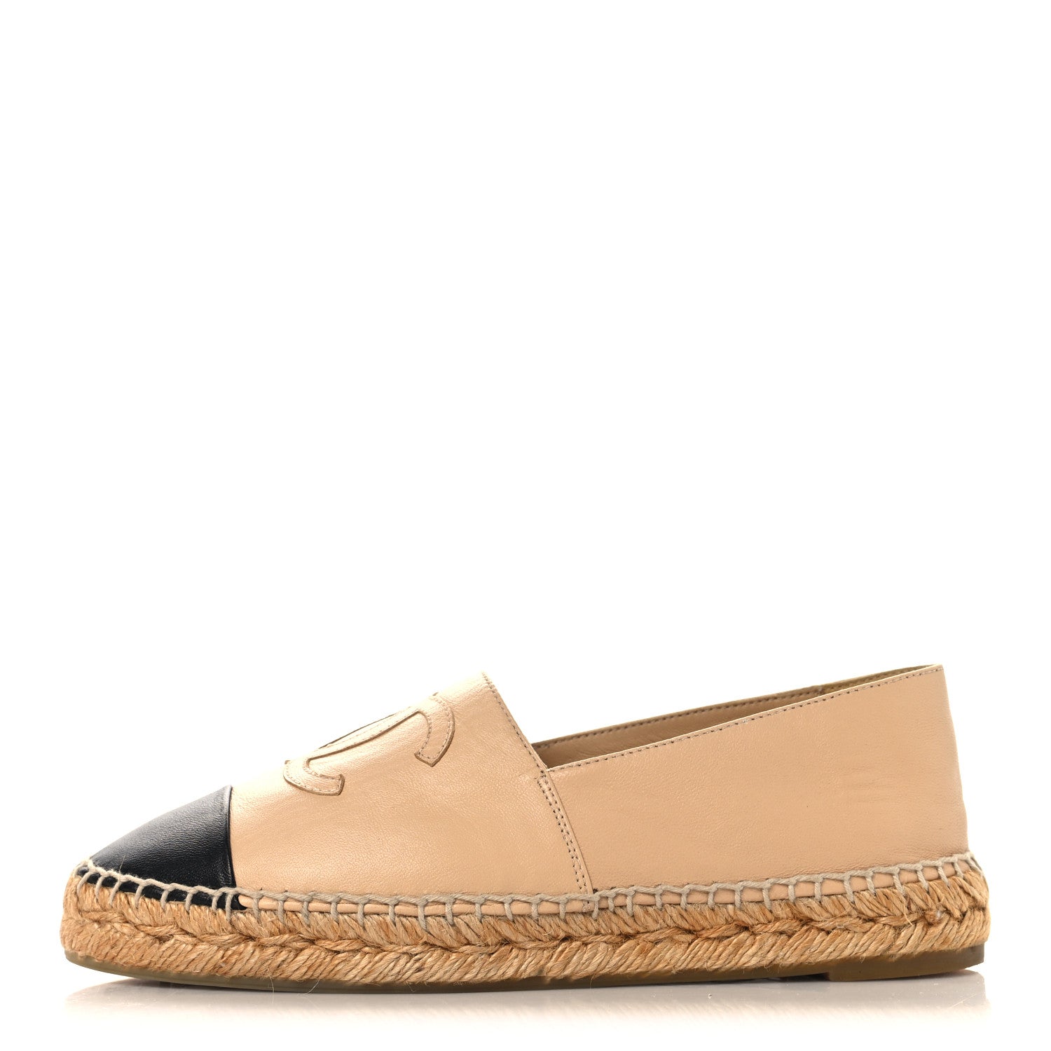 CHANEL ESPADRILLES LAMBSKIN BEIGE/BLACK
