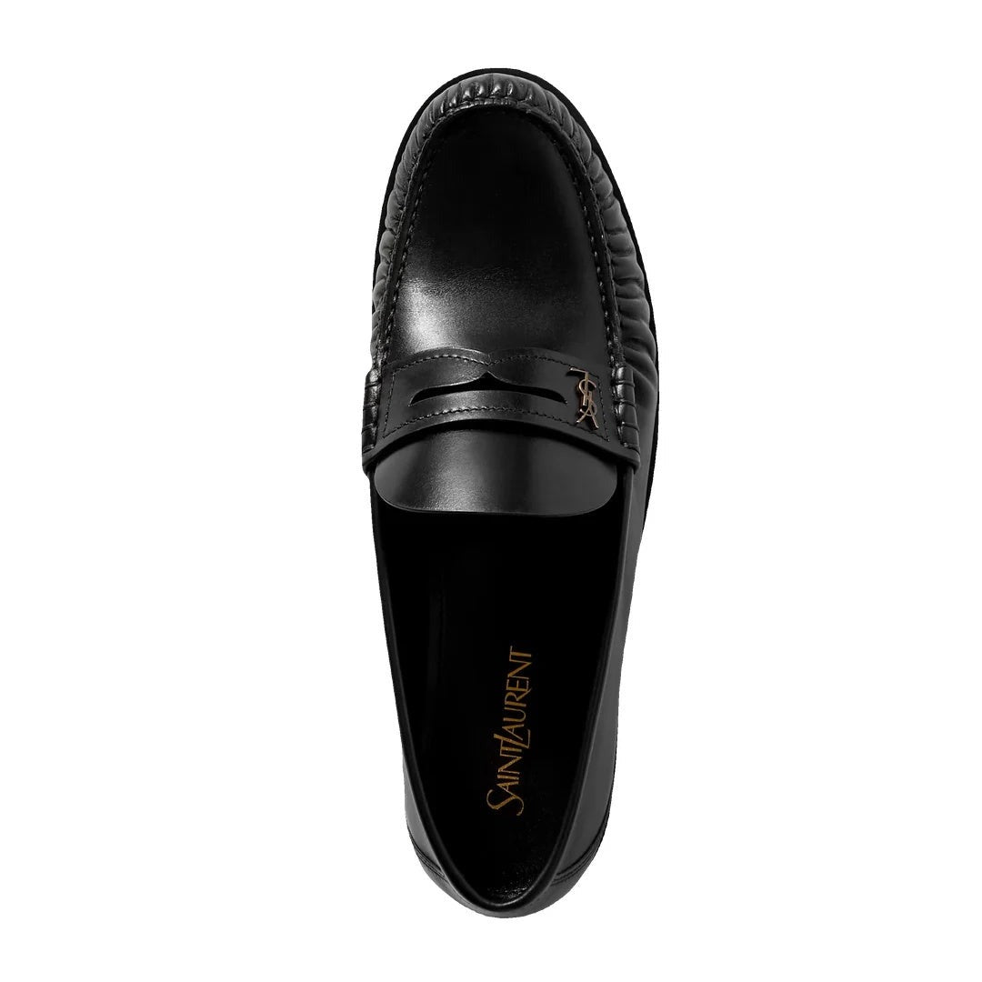 Saint Laurent Pointed-Toe Leather Loafers - Black