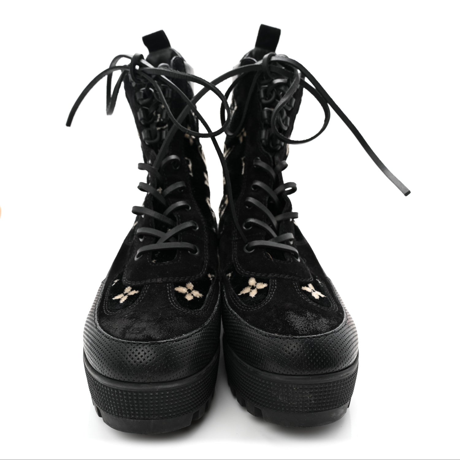 LOUIS VUITTON SUEDE CALFSKIN MONOGRAM LAUREATE PLATFORM DESERT BOOT BLACK
