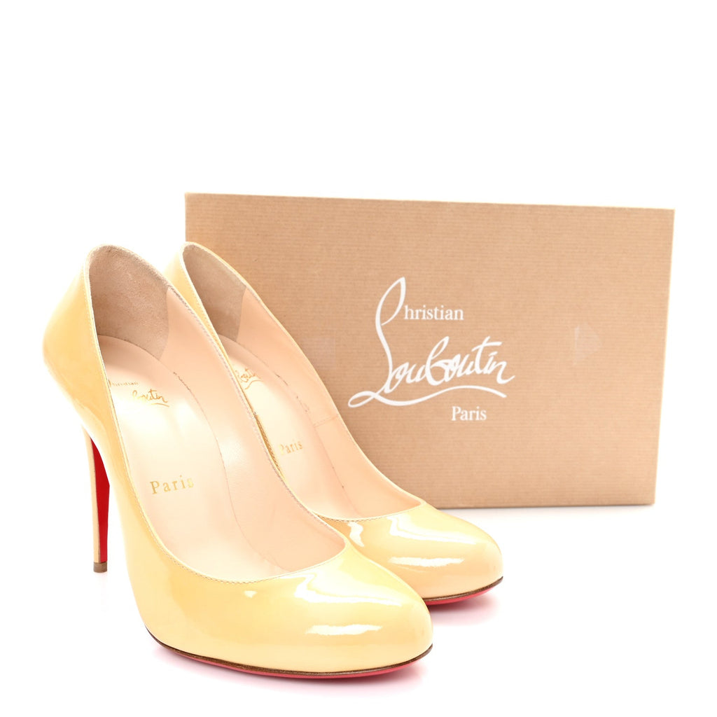 CHRISTIAN LOUBOUTIN PATENT FIFI PUMP NUDE