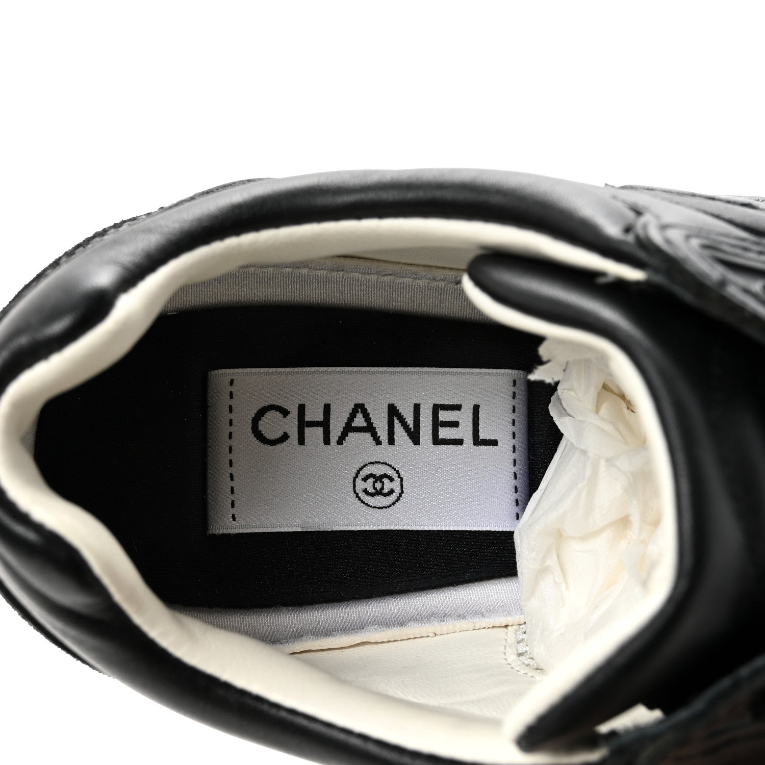 CHANEL TWEED SUEDE CALFSKIN CC SNEAKERS NAVY & BLACK