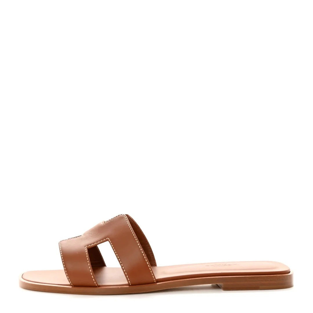 Hermès Hermes Box Calfskin Oran Sandal Rouge Tomette - Tan/Brown