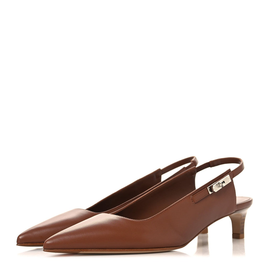 MANOLO BLAHNIK CAMPARISLI NAPPA LEATHER SLINGBACK PUMPS TAN & CAMEL
