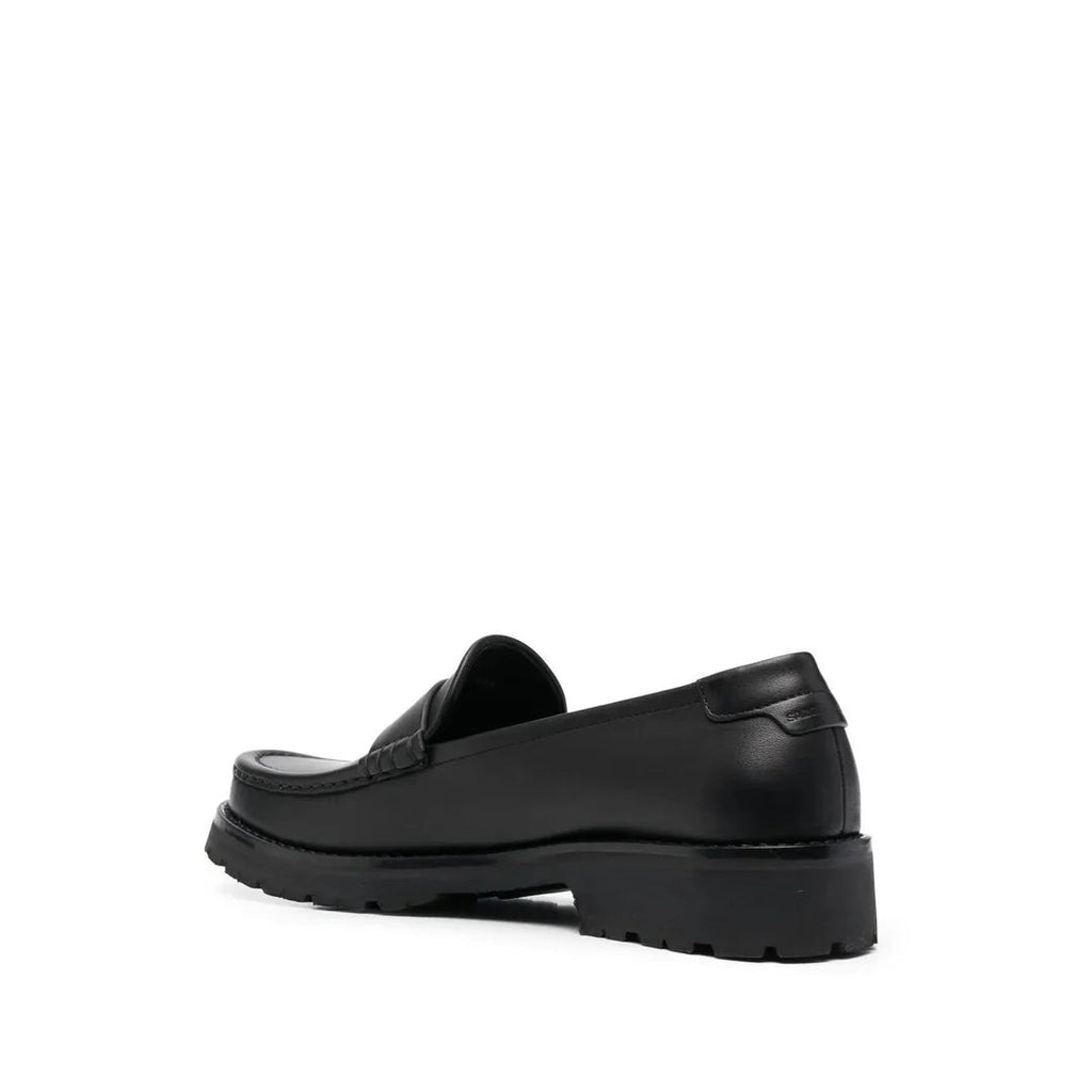 Saint Laurent Logo-Plaque Gathered Loafers - Black