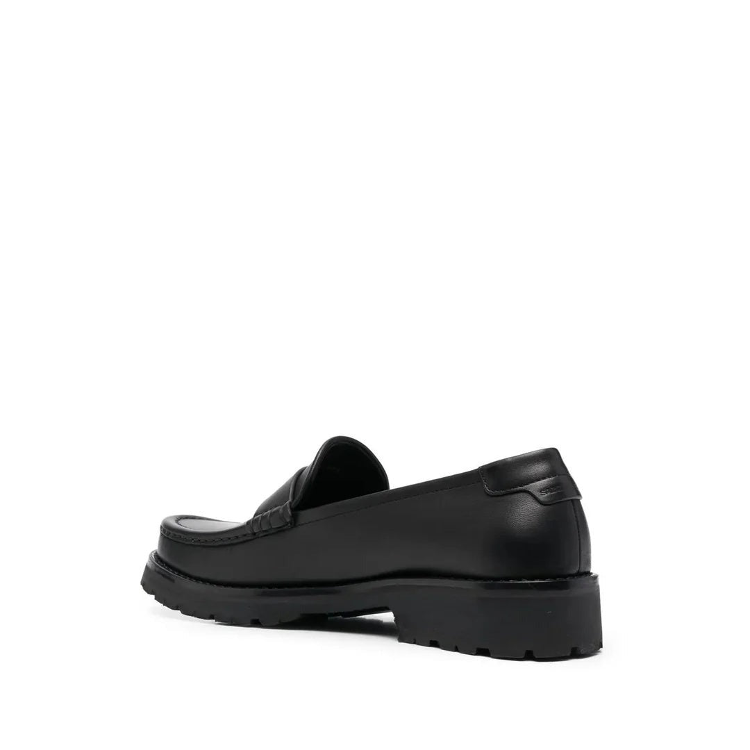 Saint Laurent Logo-Plaque Gathered Loafers - Black