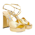 Jimmy Choo Karli 125 Glitter Platform Sandals - Gold