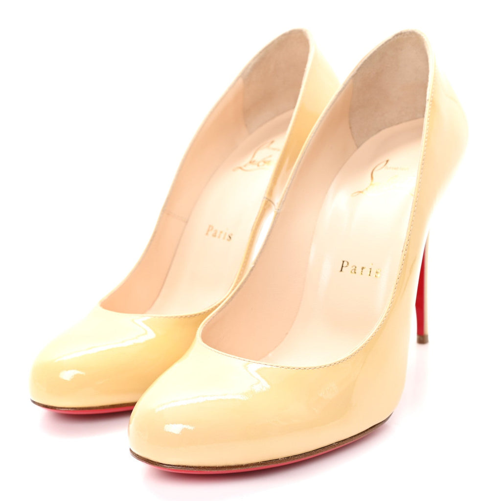 CHRISTIAN LOUBOUTIN PATENT FIFI PUMP NUDE