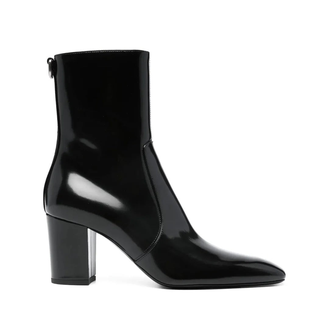 Saint Laurent 70mm Buckle-Detail Calf-Leather Boots - Black