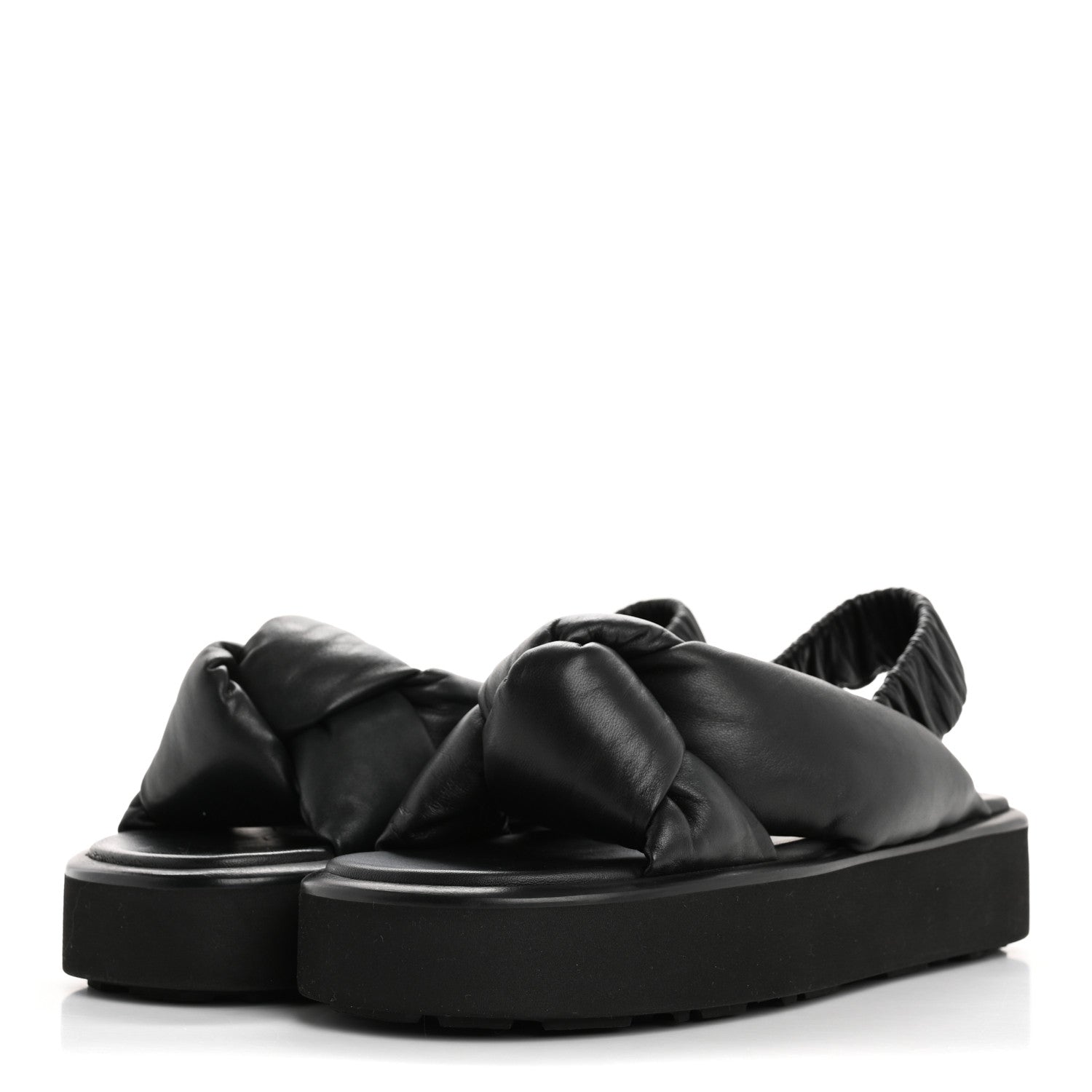PRADA NAPPA LEATHER PLATFORM SANDALS BLACK