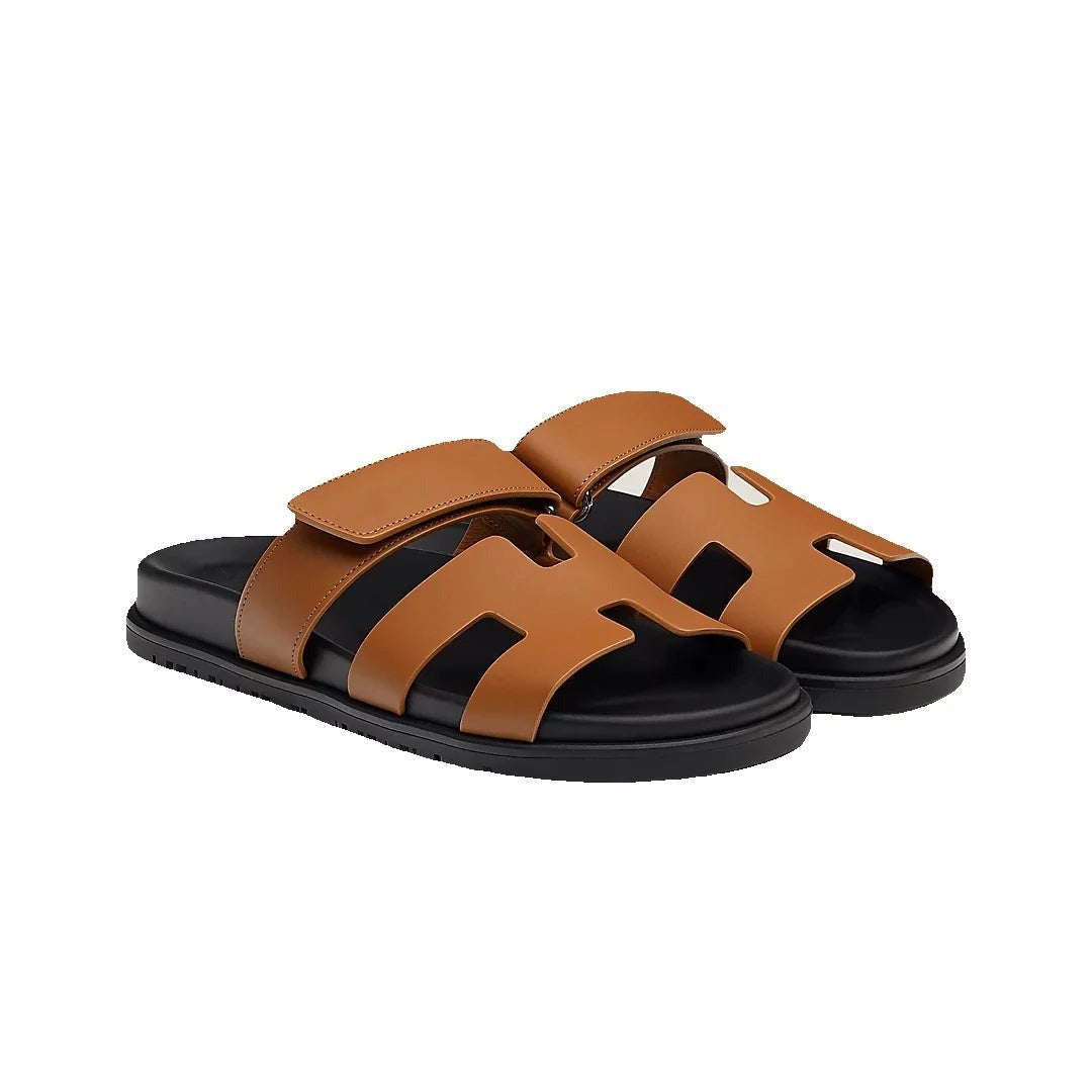 Hermès Chypre Sandal - Tan/Black