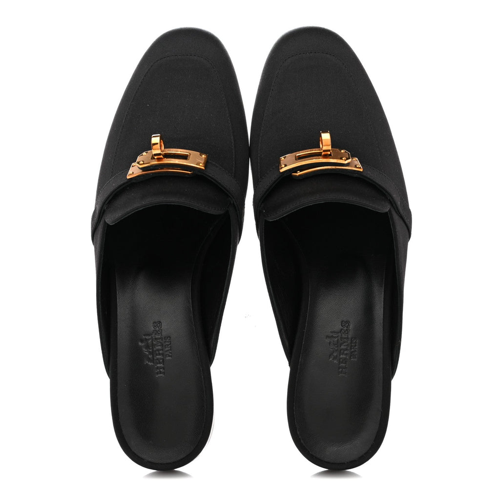 JIMMY CHOO FLACA CRYSTAL MESH MULES WITH SATIN BOWS BLACK