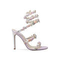 René Caovilla Jolene Embellished-Flowers Heeled Sandal - Lilac/Pastel (flowers)