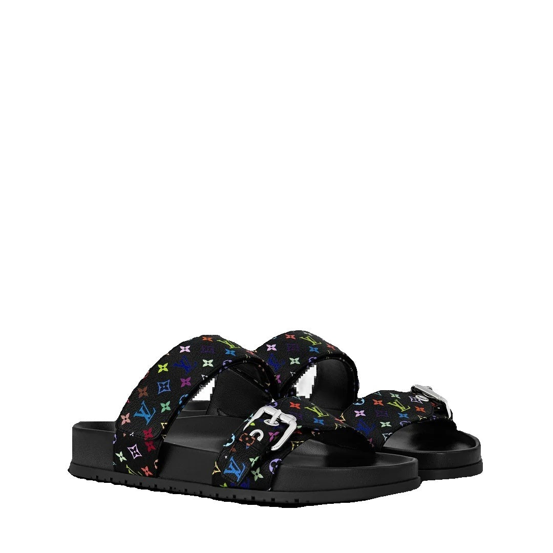 Louis Vuitton LV x TM Monogram Multicolor Bom Dia Comfort Mule - Black Multicolor