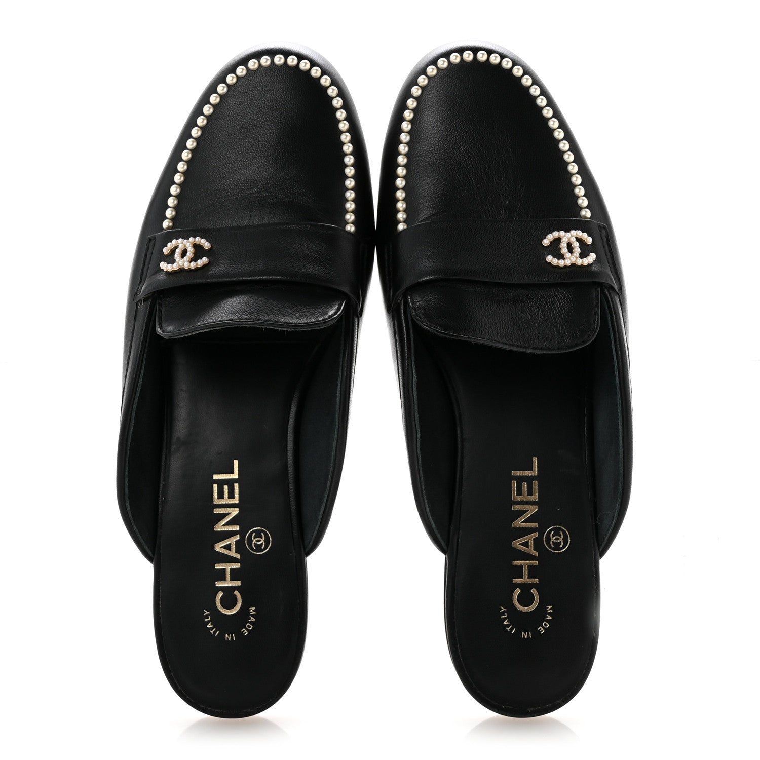 CHANEL CC MULES LAMBSKIN BLACK GHW