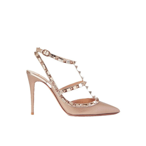 Valentino Garavani Rockstud Pump Laminated Nappa 100mm - Rose Gold/Nude