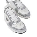 Prada Downtown Leather Sneakers - Silver/White