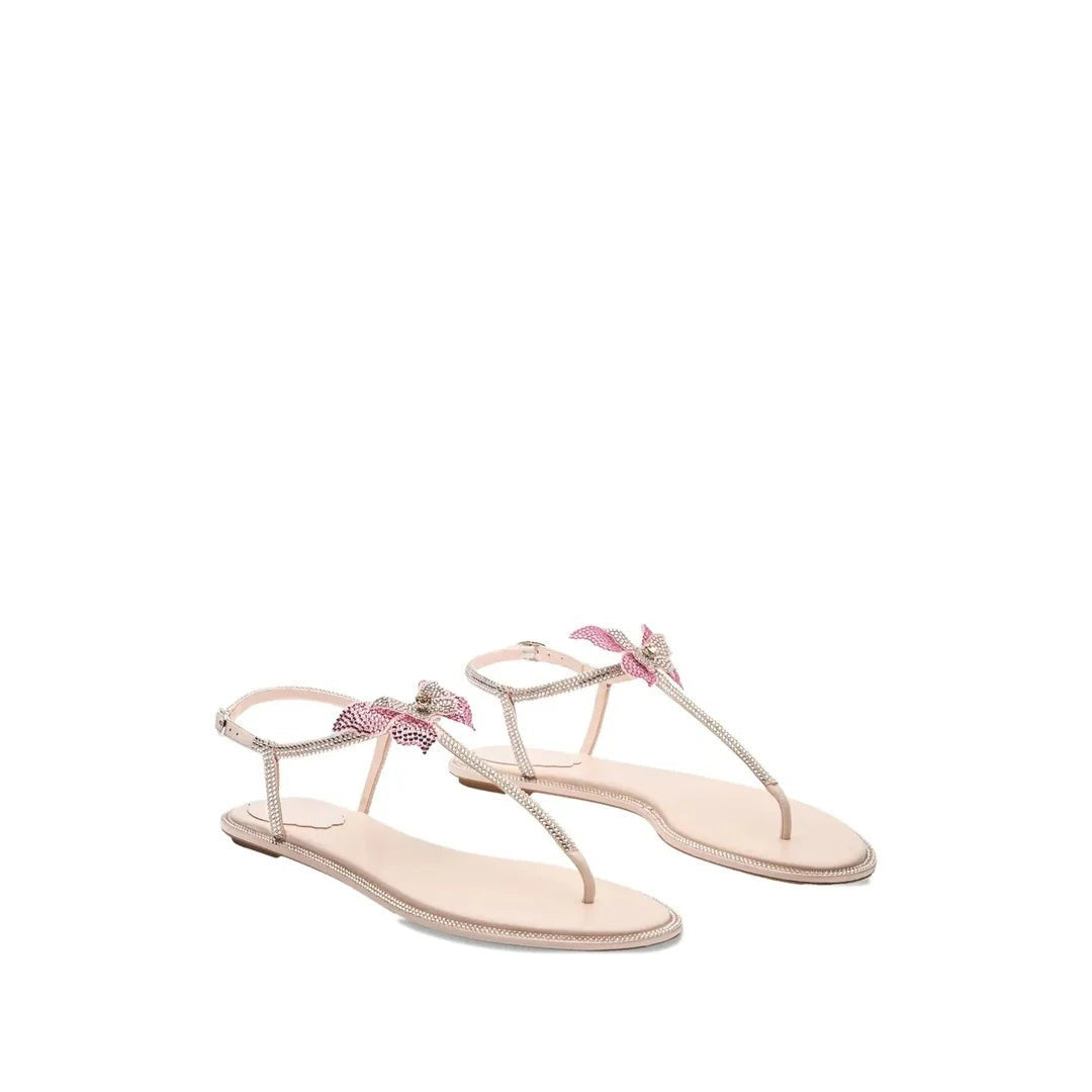 René Caovilla Flat Sandal - Pink with bow