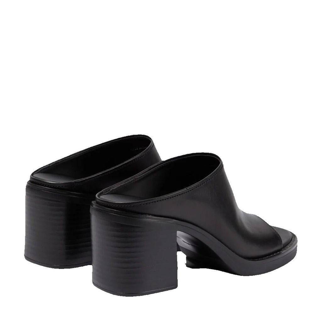 Miu Miu Foule Leather Mules Coffee - Black