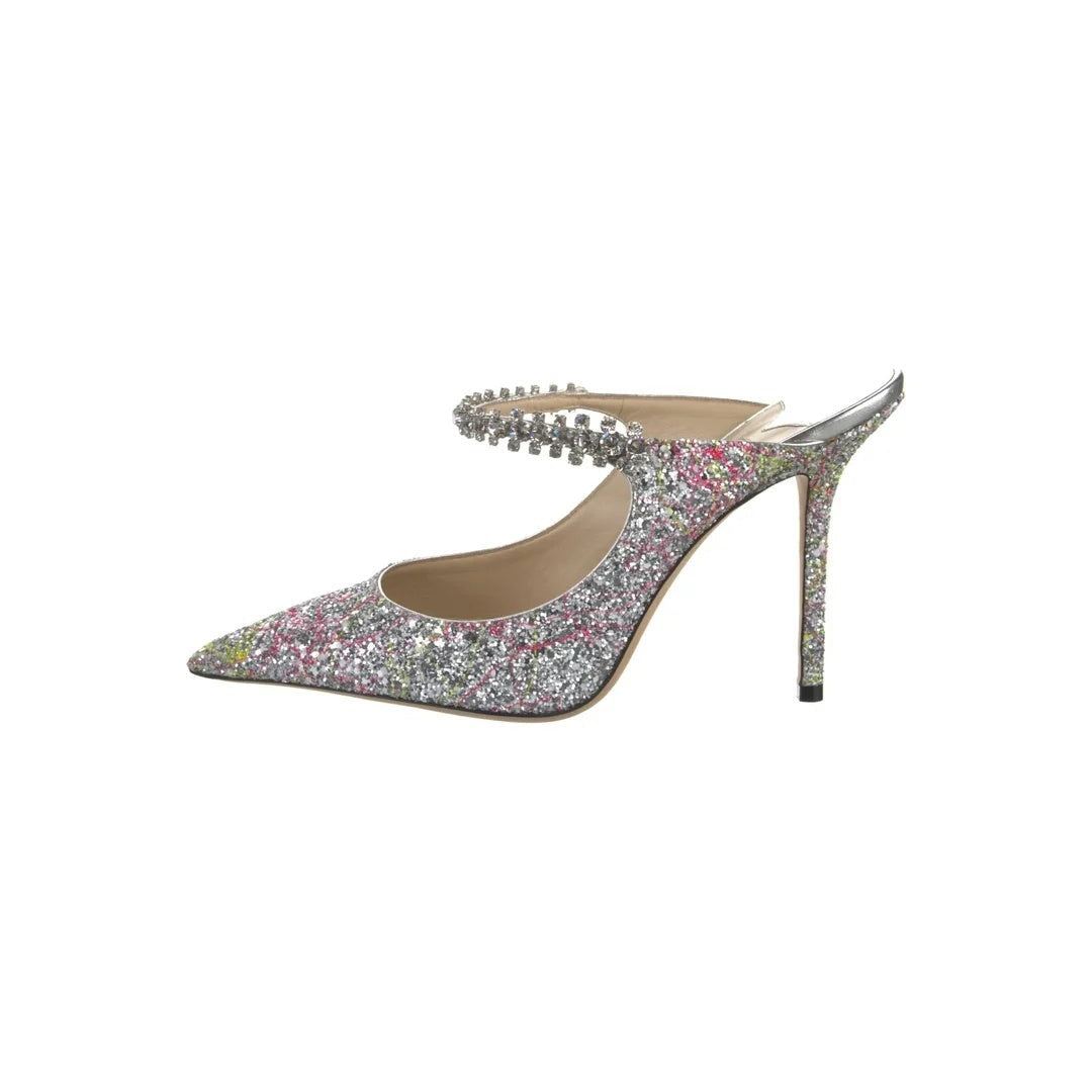Jimmy Choo Jelly Drop 50 Glitter Heeled Mules - Multicolor pink/silver glitter