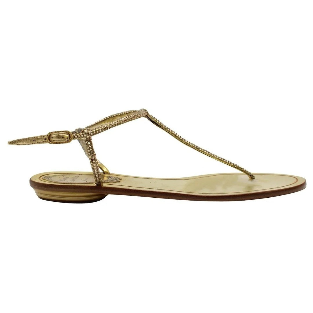 René Caovilla Thong Sandal Lambskin - Gold