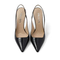 Prada Spazzolato Padded Triangle Logo Slingback Flats - Black