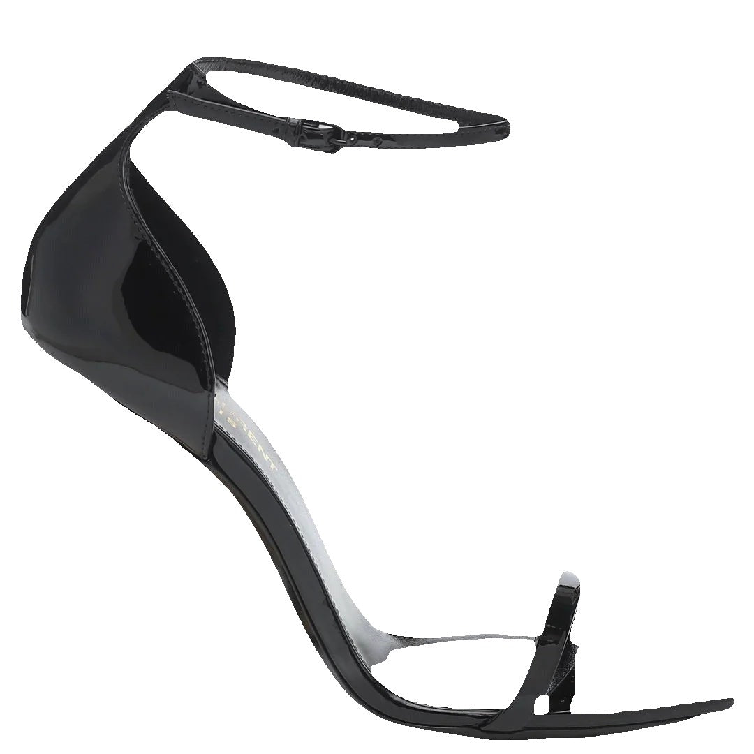 Saint Laurent Opyum 110 Patent Sandal - Black with Gold Heel