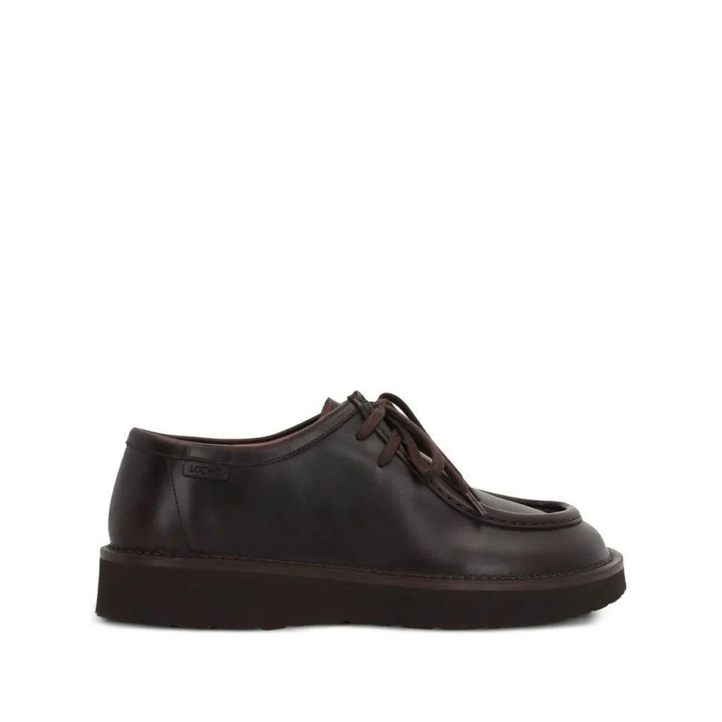 Loewe Edge Brushed Leather Loafers Brown - Dark Brown