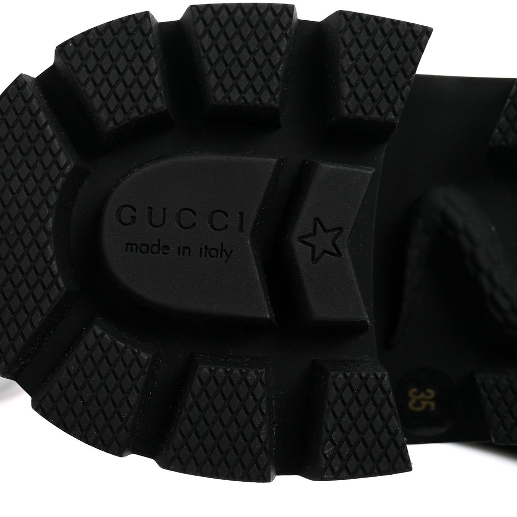 GUCCI SYLVIE WEB LACE UP COMBAT BOOTS BLACK
