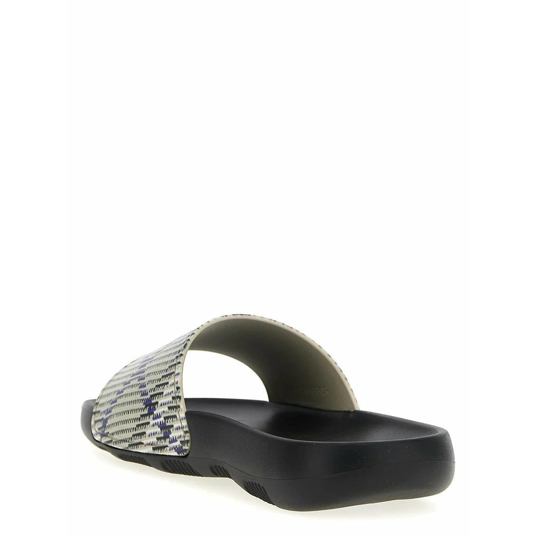 Burberry Dive Embossed Slide Sandals - White/Blue