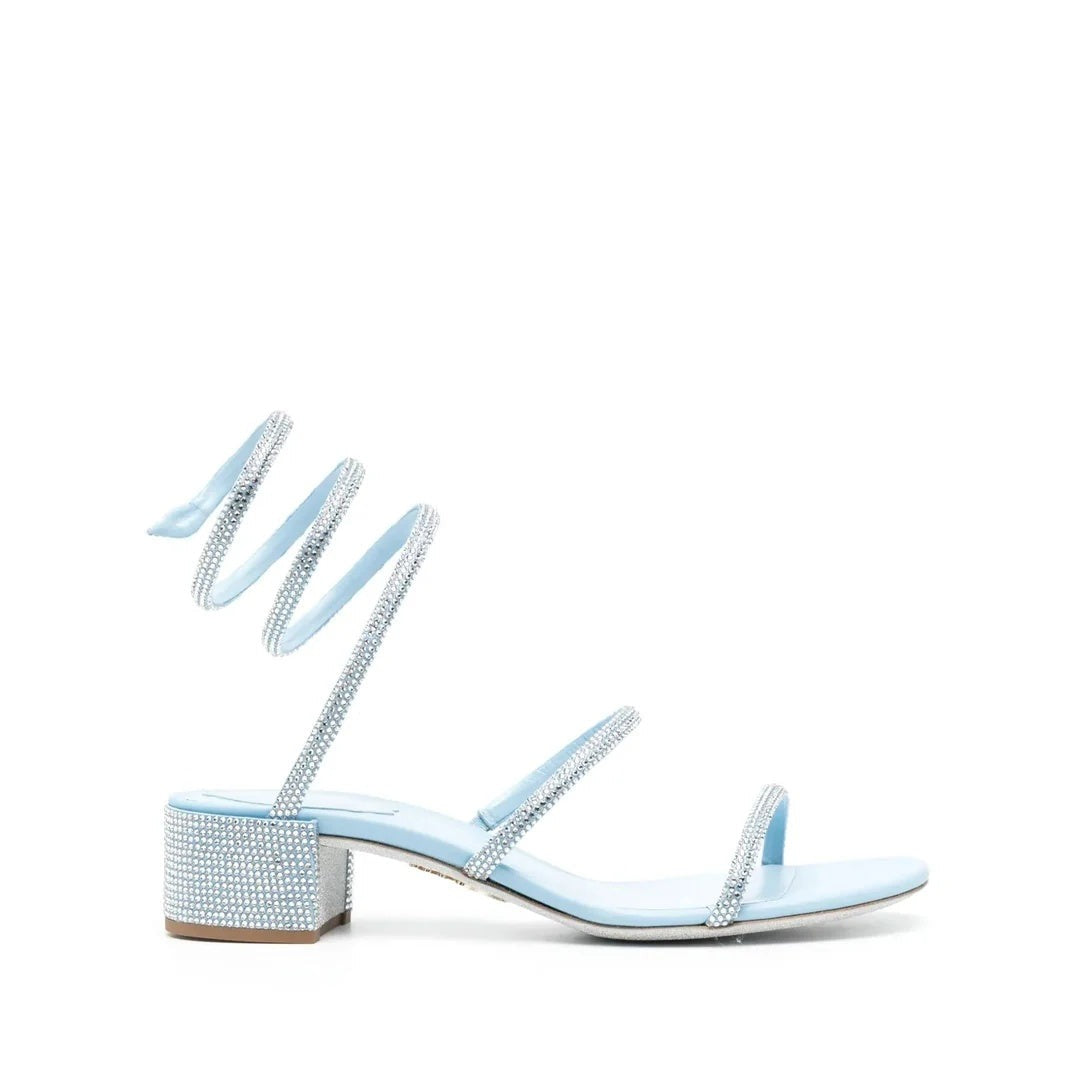 René Caovilla Cleo Sandal Grey Crystal-Embellished - Light Blue