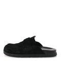 HERMÈS HERMES SUEDE CALFSKIN GO MULE BLACK WITH WHITE SHEARLING