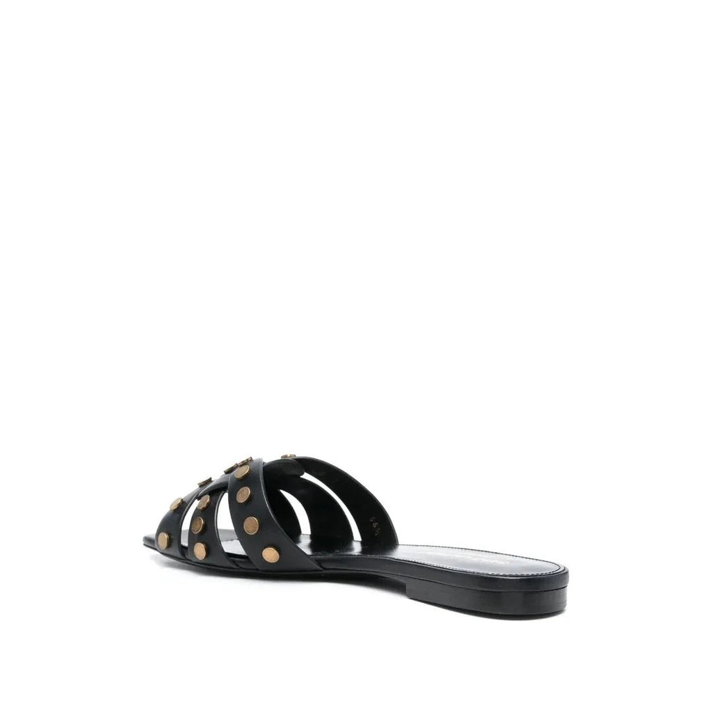 Saint Laurent Tribute Flat Sandals - Black (studded)