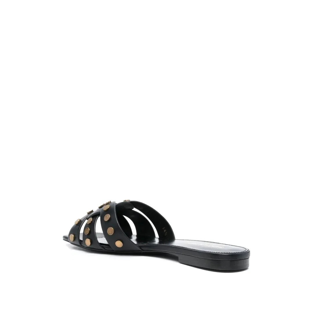 Saint Laurent Tribute Flat Sandals - Black (studded)